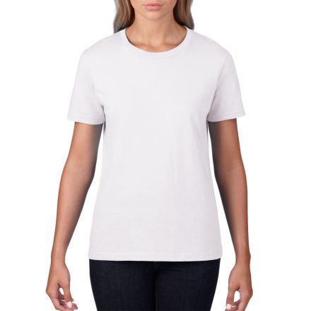Kereknyakú rövid ujjú női póló, Gildan GIL4100, White-XL