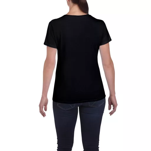 Kerknyakú karcsusított női póló, Gildan GIL5000, Black-2XL