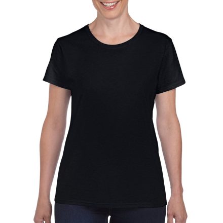 Kerknyakú karcsusított női póló, Gildan GIL5000, Black-XL