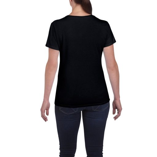 Kerknyakú karcsusított női póló, Gildan GIL5000, Black-XL