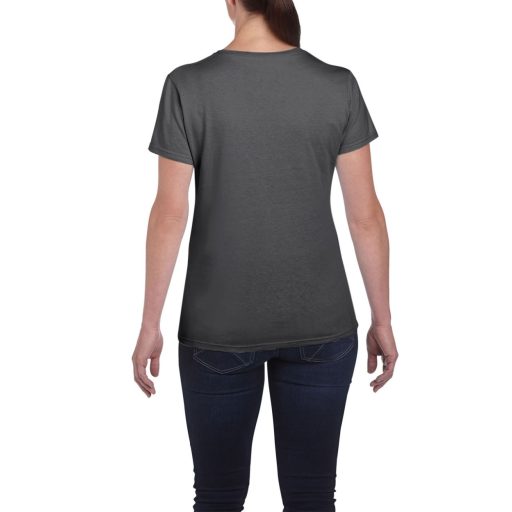 Kerknyakú karcsusított női póló, Gildan GIL5000, Dark Heather-S