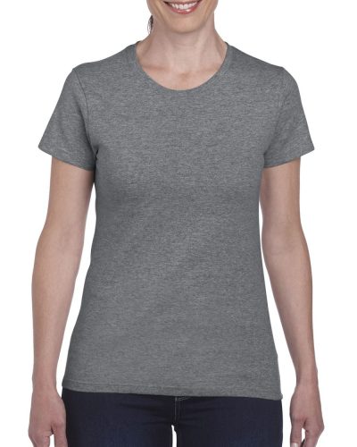 Kerknyakú karcsusított női póló, Gildan GIL5000, Graphite Heather-S