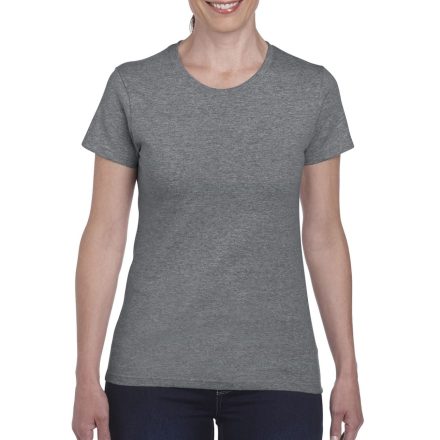 Kerknyakú karcsusított női póló, Gildan GIL5000, Graphite Heather-XL