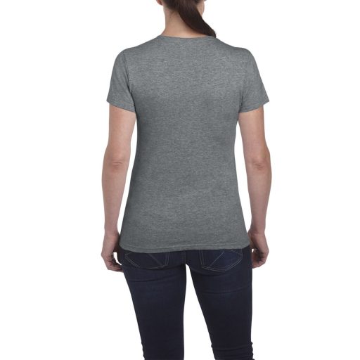 Kerknyakú karcsusított női póló, Gildan GIL5000, Graphite Heather-XL