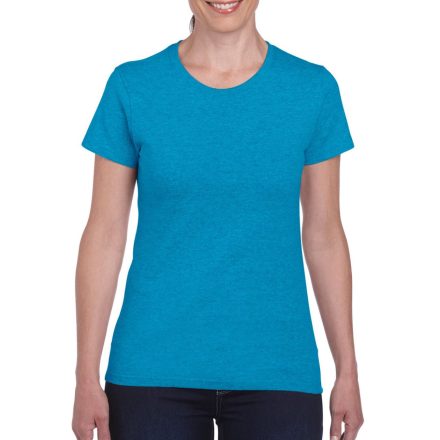 Kerknyakú karcsusított női póló, Gildan GIL5000, Heather Sapphire-XL