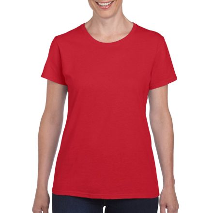 Kerknyakú karcsusított női póló, Gildan GIL5000, Red-L