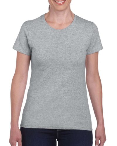 Kerknyakú karcsusított női póló, Gildan GIL5000, Sport Grey-L