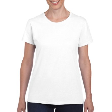 Kerknyakú karcsusított női póló, Gildan GIL5000, White-L