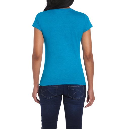 Softstyle testhez álló rövid ujjú női póló, Gildan GIL64000, Antique Sapphire-XL