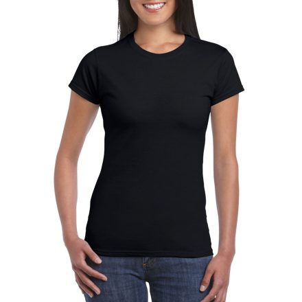 Softstyle testhez álló rövid ujjú női póló, Gildan GIL64000, Black-2XL