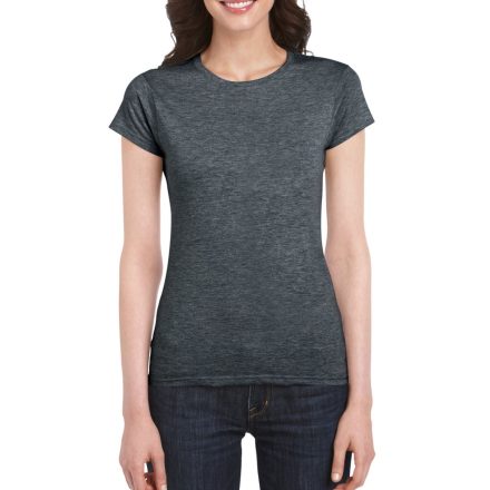 Softstyle testhez álló rövid ujjú női póló, Gildan GIL64000, Dark Heather-2XL