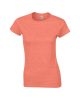 Softstyle testhez álló rövid ujjú női póló, Gildan GIL64000, Heather Orange-L