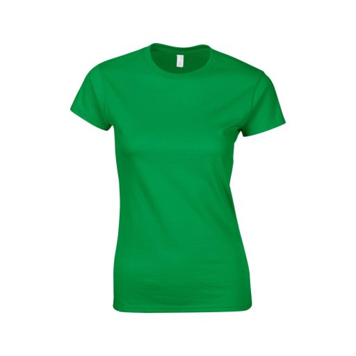 Softstyle testhez álló rövid ujjú női póló, Gildan GIL64000, Irish Green-2XL