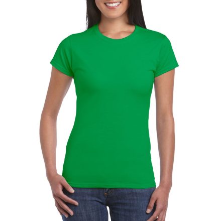 Softstyle testhez álló rövid ujjú női póló, Gildan GIL64000, Irish Green-M