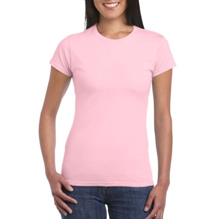 Softstyle testhez álló rövid ujjú női póló, Gildan GIL64000, Light Pink-L