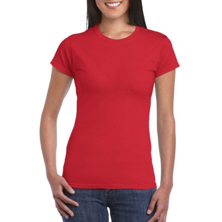 Softstyle testhez álló rövid ujjú női póló, Gildan GIL64000, Red-S