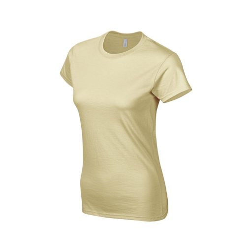 Softstyle testhez álló rövid ujjú női póló, Gildan GIL64000, Sand-XL