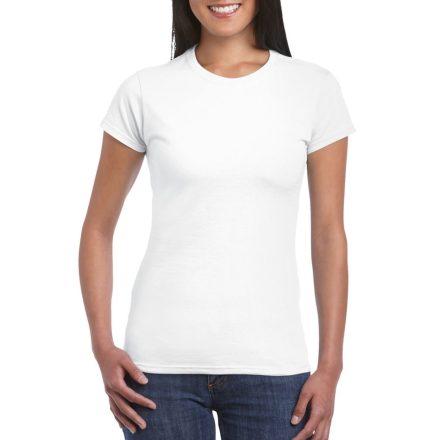Softstyle testhez álló rövid ujjú női póló, Gildan GIL64000, White-L