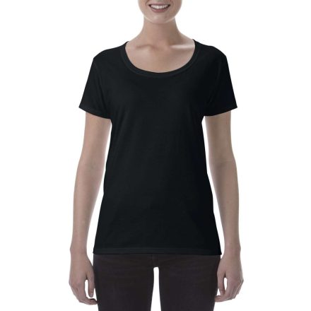 Mély nyakkivágású rövid ujjú női póló, Gildan GIL64550, Black-M