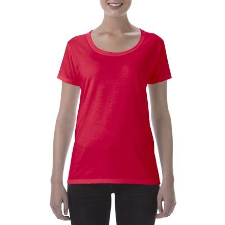 Mély nyakkivágású rövid ujjú női póló, Gildan GIL64550, Red-M
