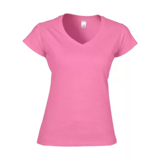   Softstyle V-nyakú testhez álló rövid ujjú női póló, Gildan GIL64V00, Azalea-2XL