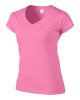 Softstyle V-nyakú testhez álló rövid ujjú női póló, Gildan GIL64V00, Azalea-2XL