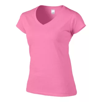   Softstyle V-nyakú testhez álló rövid ujjú női póló, Gildan GIL64V00, Azalea-2XL