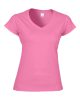 Softstyle V-nyakú testhez álló rövid ujjú női póló, Gildan GIL64V00, Azalea-XL