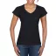 Softstyle V-nyakú testhez álló rövid ujjú női póló, Gildan GIL64V00, Black-2XL