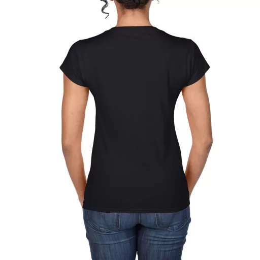 Softstyle V-nyakú testhez álló rövid ujjú női póló, Gildan GIL64V00, Black-2XL