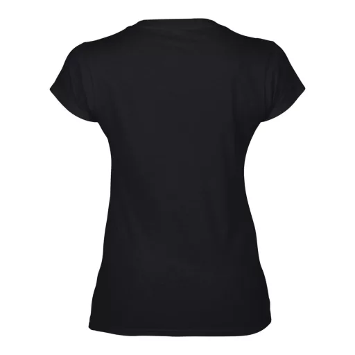 Softstyle V-nyakú testhez álló rövid ujjú női póló, Gildan GIL64V00, Black-2XL