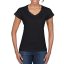 Softstyle V-nyakú testhez álló rövid ujjú női póló, Gildan GIL64V00, Black-XL