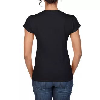   Softstyle V-nyakú testhez álló rövid ujjú női póló, Gildan GIL64V00, Black-XL