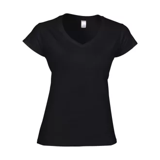   Softstyle V-nyakú testhez álló rövid ujjú női póló, Gildan GIL64V00, Black-XL