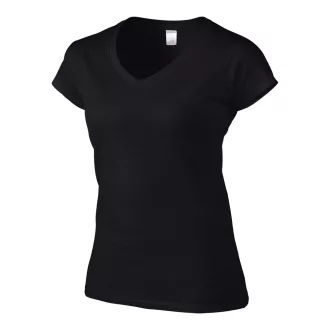   Softstyle V-nyakú testhez álló rövid ujjú női póló, Gildan GIL64V00, Black-XL