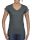 Softstyle V-nyakú testhez álló rövid ujjú női póló, Gildan GIL64V00, Dark Heather-S