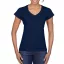 Softstyle V-nyakú testhez álló rövid ujjú női póló, Gildan GIL64V00, Navy-2XL