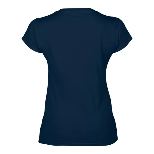 Softstyle V-nyakú testhez álló rövid ujjú női póló, Gildan GIL64V00, Navy-2XL
