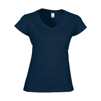   Softstyle V-nyakú testhez álló rövid ujjú női póló, Gildan GIL64V00, Navy-S