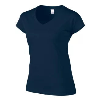   Softstyle V-nyakú testhez álló rövid ujjú női póló, Gildan GIL64V00, Navy-S