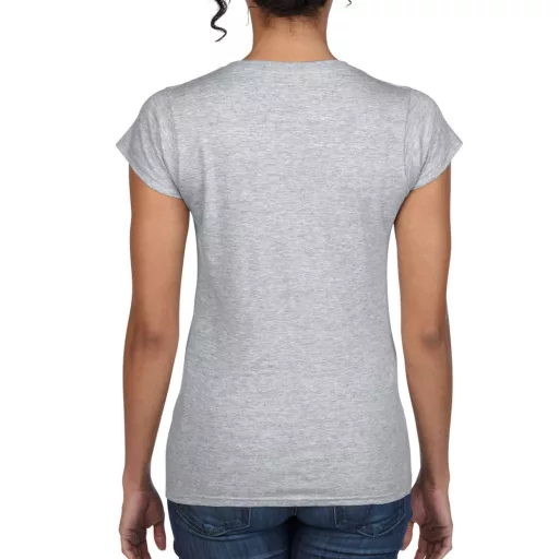 Softstyle V-nyakú testhez álló rövid ujjú női póló, Gildan GIL64V00, RS Sport Grey-2XL