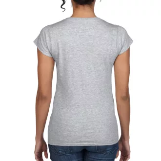   Softstyle V-nyakú testhez álló rövid ujjú női póló, Gildan GIL64V00, RS Sport Grey-S