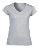 Softstyle V-nyakú testhez álló rövid ujjú női póló, Gildan GIL64V00, RS Sport Grey-S