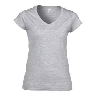   Softstyle V-nyakú testhez álló rövid ujjú női póló, Gildan GIL64V00, RS Sport Grey-S