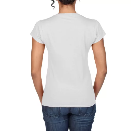 Softstyle V-nyakú testhez álló rövid ujjú női póló, Gildan GIL64V00, White-2XL