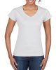 Softstyle V-nyakú testhez álló rövid ujjú női póló, Gildan GIL64V00, White-S