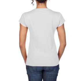   Softstyle V-nyakú testhez álló rövid ujjú női póló, Gildan GIL64V00, White-S