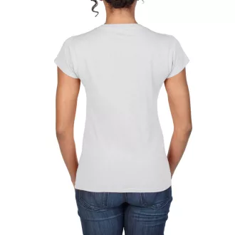   Softstyle V-nyakú testhez álló rövid ujjú női póló, Gildan GIL64V00, White-S