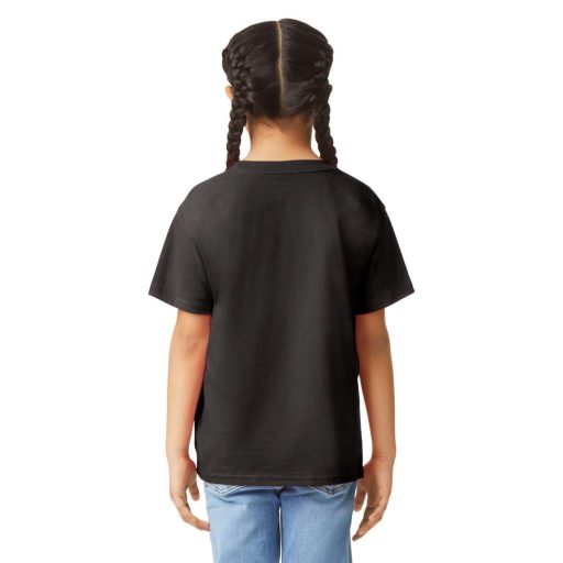 Gildan GIB3000 körkötött rövid ujjú pamut gyerek póló, Black-M