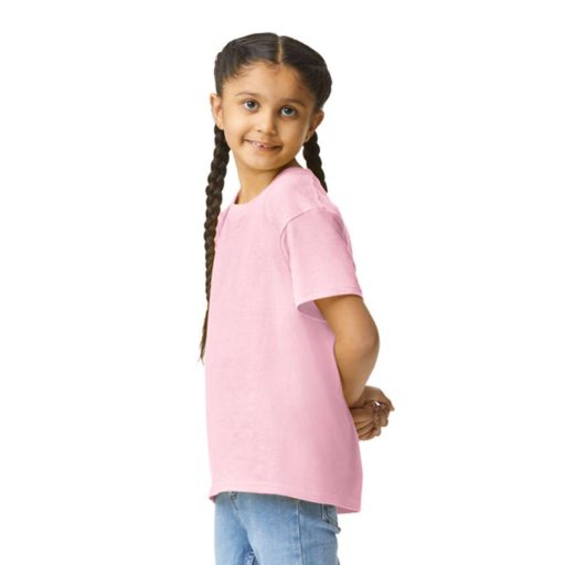 Gildan GIB3000 körkötött rövid ujjú pamut gyerek póló, Light Pink-XS